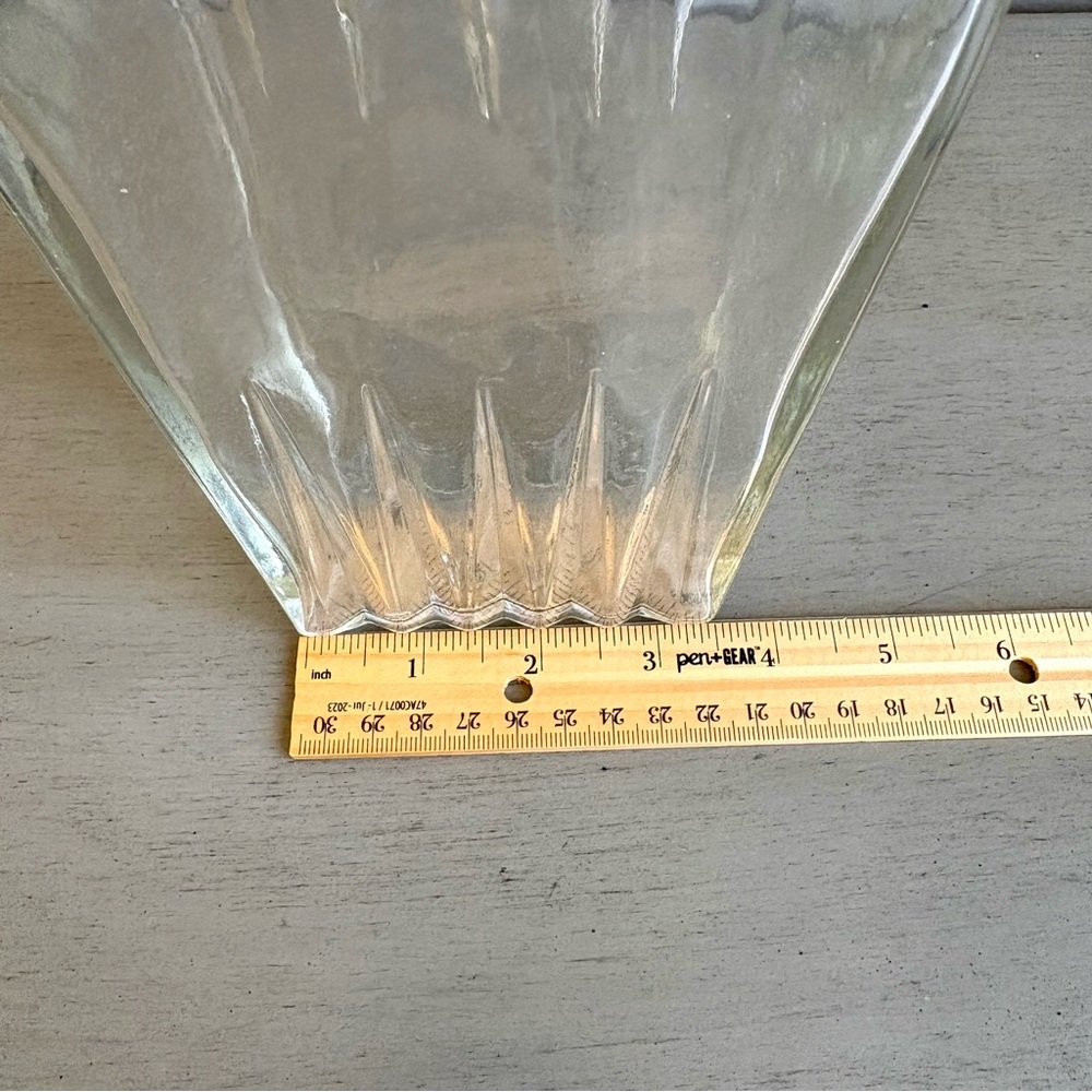 VTG 60s Heavy Clear Glass Liquor Bottle Decanter Vase Decor w/ Cork Stopper 11" - Picture 10 of 11